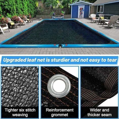 NALOOKAMIC  Couverture Filet de Feuille pour Piscine Rectangulaire, Bâche Protection Piscines Hors-Sol, Extérieur Bloquer Feuilles Mortes et Débris 2×3m(6,5x10ft)