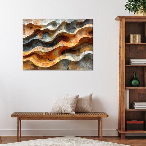 Wandbild Abstrakte organische Felsstrukturen in Orange und Grau 90x60 (1/4)