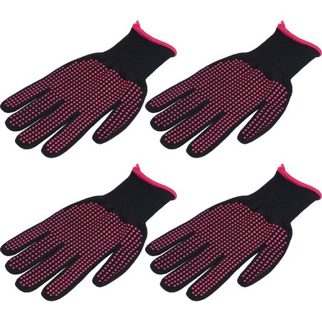 4 Paires de Gants Résistants à la Chaleur Antidérapants avec Picots en Silicone, Couleur Rose Vif (1/5)