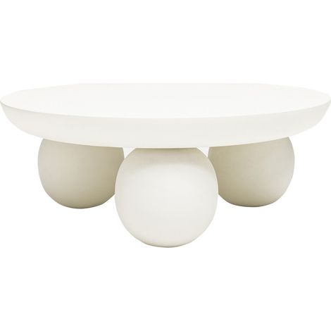 Table basse en bois massif ø90cm - Blanc - BUNGIN