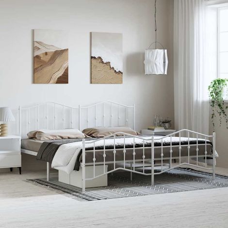 Cadre de lit métal sans matelas-Structure de lit et pied de lit blanc 193x203 cm 963558 (1/5)