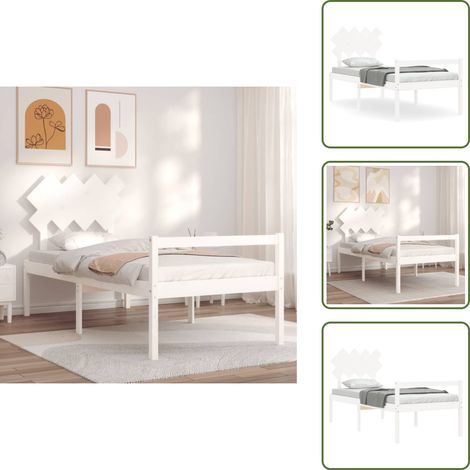 The Living Store Lit pour personne âgée sans matelas blanc bois massif - Bois de pin (1/5)