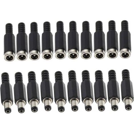 10 Pairs 5,5 mm x 2.1 mm Connecteurs Jack de Prise d'alimentation Mâle CC de Femelle Connecteur 5.5mm x 2.1mm Alimentation Fiche à Souder (1/5)