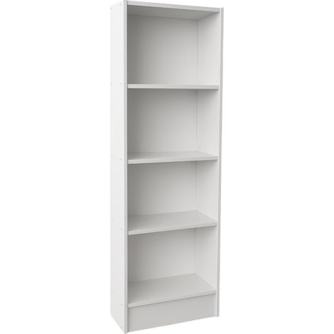 Libreria Scaffale Legno Melaminico Colore Bianco Caldo 60x24x170H cm 4 Ripiani (1/5)