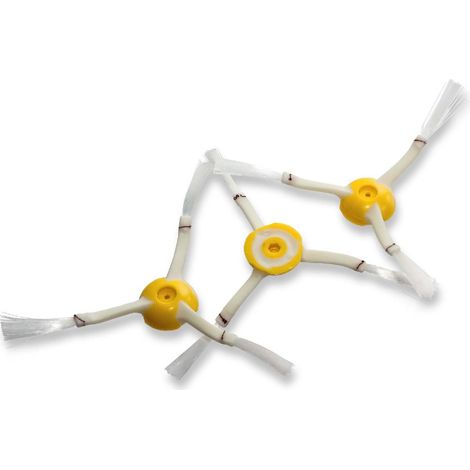 vhbw 3x cepillo lateral compatible con iRobot Roomba 866, 876 robot aspirador - Set cepillos, blanco / amarillo