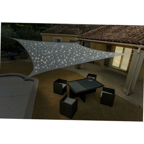 Voile d'ombrage noire 3 x 4 m — Voile d'ombrage d'extérieur à LED avec double mode de charge solaire/USB — Matériau en polyéthylène tissé — Résistante aux UV, durable, respirante et imperméable (1/5)