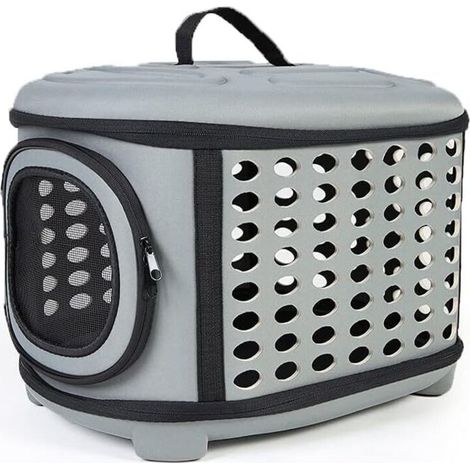 Sac Transport Chat Chien, Cage de Transport Chat Pliable pour Animal de Compagnie, Panier Transport Chat avec Matelas pour Petit Chien, Sac de Voyage Chien en Train/Voiture/Restaurant(Gris) (1/5)