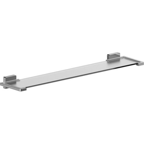 Mensola bagno cromata con ripiano in vetro satinato - serie Kubik