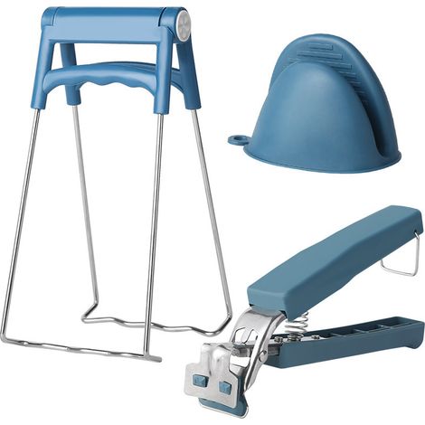 Topfzange mit Verbrühungsschutz, Dampfzange, Silikonhandschuhe, Mikrowellenschale, rutschfeste Zange, Küchenzubehör, 4er-Set