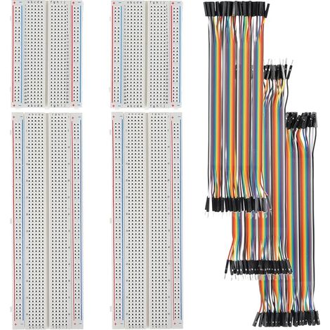 Breadboard Dupont Cable Kit 2 Pièces 400 et 830 Tie Point Breadboards Jumper Wire Câble,3 en 1,Mâle vers Femelle, Mâle vers Mâle, Femelle vers Femelle,pour Arduino,Raspberry Pi Breadboard (1/5)