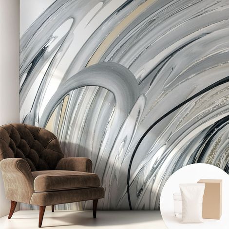 Papier peint intissé avec imprimé pour décoration intérieure pour rénovation a motif - Colle incluse gratuite Marbre abstrait 250x250 cm (1/5)