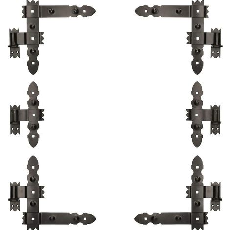 KOTARBAU Penture Équerre 300 x 300 mm avec Gond 6 Pièces Charnière d'Angle Charnière de Porte Noire Enduite de Poudre Quincaillerie de Construction