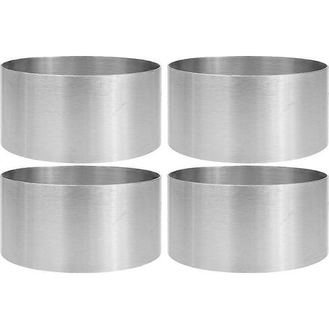 Ensemble de 4 anneaux en acier inoxydable pour la décoration de gâteaux et de mousses. (1/5)