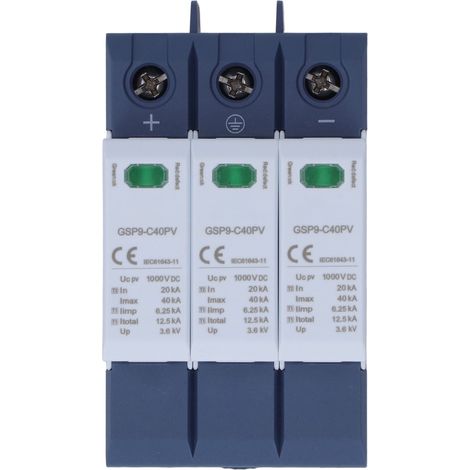 Parafoudre 40KA 3P pour Photovoltaïque, Installation sur Rail DIN, Protection DC 1000V (1/5)