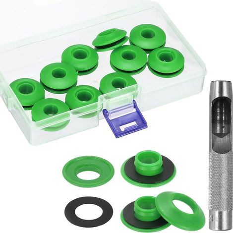 Kit d'outils pour œillets 14 pièces, Pince à œillets 12 mm, Vert (1/5)