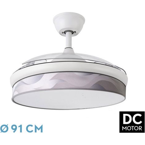 Ventilador Dc Moda 72w Blanco/ola Gris 91d 3aspas 7200lm 3000k, 4000k, 6000k Remoto+ Memoria+ Temporizador (1/3)