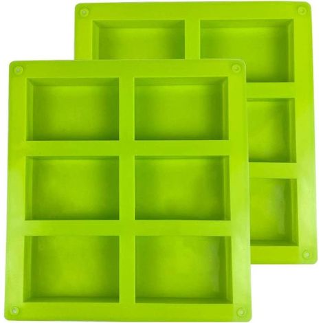 Moule En Silicone - 6 Cavités Rectangulaire - Pour Savon Maison Chocolat Glace Pâtisserie - 2 Pièces (1/5)
