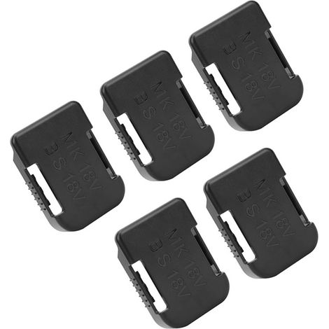 Support de rangement pour batterie au lithium (lot de 5) avec fente pour sangle, compatible avec les outils de fixation Makita 18 V (noir). (1/5)
