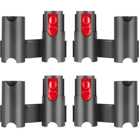 4 Pièces Support D'accessoires pour Dyson Aspirateur, Robuste et Facile à Utiliser, Support de Rangement pour Dyson Aspirateur, Large Compatibilité, pour Dyson V7 V8 V10 V11 V15 (Noir + Rouge) (1/5)