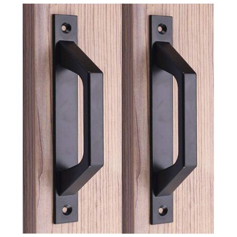 Poignées de porte en alliage d'aluminium, noir, balcon, chambre à coucher, cuisine,quincaillerie de porte, 2 pièces (1/5)