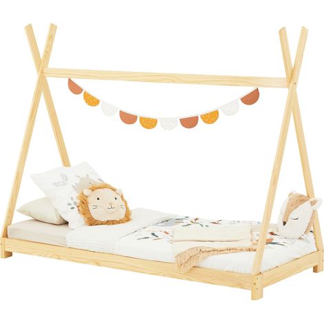 Idimex – Lit cabane tipi 90x190 cm – Structure en pin massif – Design Montessori – Sans sommier ni matelas – Dimensions 167 x 94 x 195 cm (1/4)