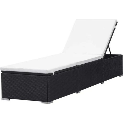Chaise longue polyester blanc et résine noire Imia (1/5)
