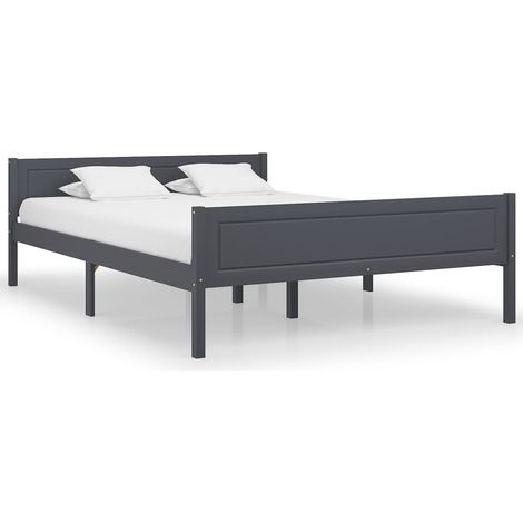 Lit Bois de pin massif Gris 160x200 (1/5)