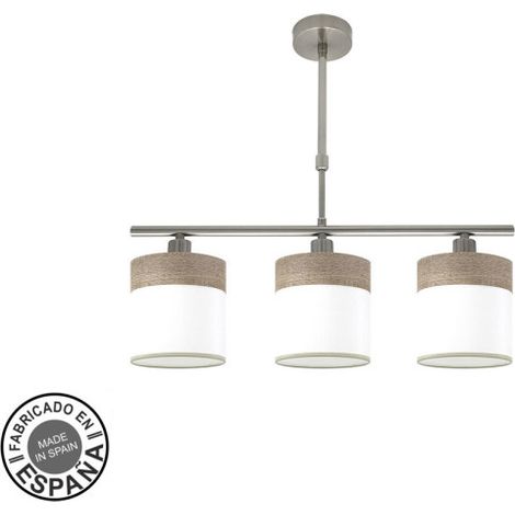 FABRILAMP Cloe Lampe 3xe14 Nickel/Weiß-Holz Grau Regx55x14 cm
