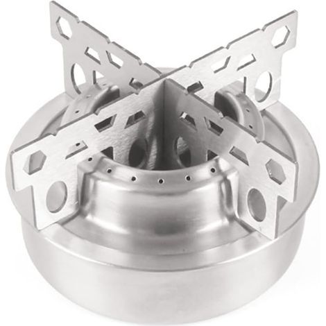 Réchaud à alcool, réchaud portable en acier inoxydable, démontable, durable et écologique, pour le camping ou la cuisine d'urgence (réchaud à alcool + support) (1/3)