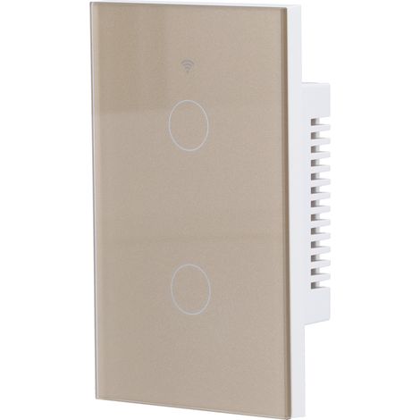 Ortviai Interrupteur tactile intelligent 2 voies Zigbee pour éclairage, compatible Tuya et commande vocale, 100-240 V, verre trempé doré (1/4)
