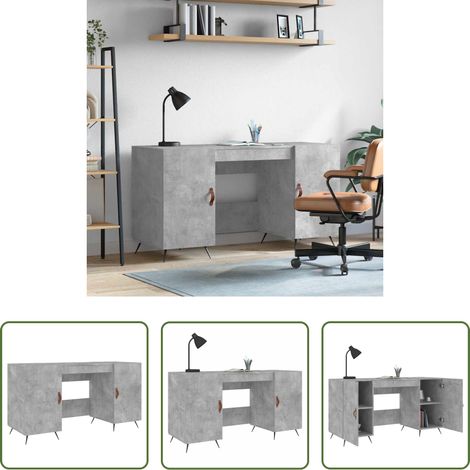 vidaXL Bureau gris béton - Bureau gris béton 140x50x75 cm bois d'ingénierie (1/5)