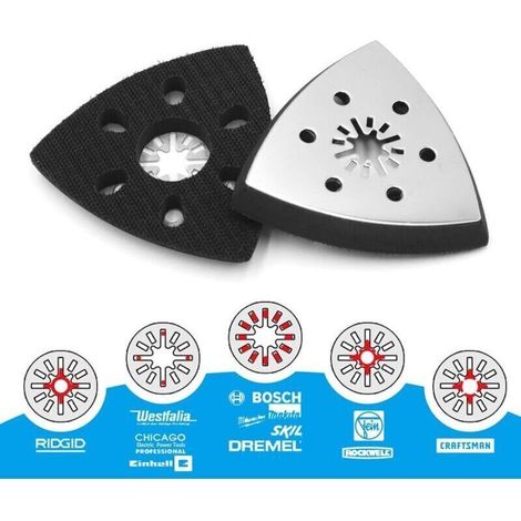 4 pièces patin ponceuse triangulaire, plateau ponceuse parkside, plateau ponceuse triangulaire, accessoire outil multifonction parkside, patin ponceuse triangulaire (93mm) TRIMEC (1/3)