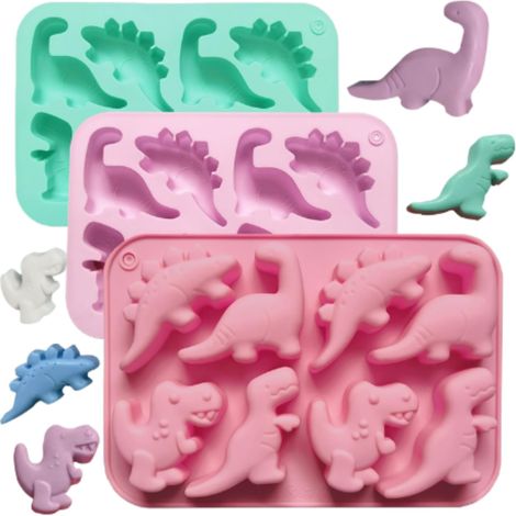Moldes de silicona con forma de dinosaurio, moldes de silicona para pasteles de chocolate, utensilios para hornear tartaletas de huevo y gelatina. (1/5)