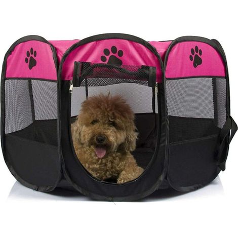 Tente maternité pliable pour chiens/chats, lavable, enclos octogonal intérieur/extérieur, pour chiots ou chatons (1/4)