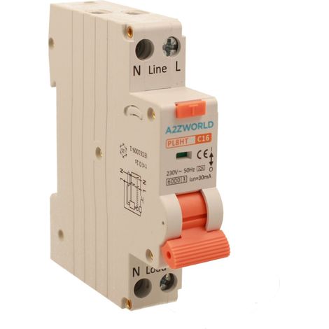 RCBO Interruttore Magnetotermico Differenziale Tipo A Curva C 1P+N 1M 6000A 30mA AC 230V IP20 IEC61009-1 PL8HT, Corrente Disponibili 6A 10A 16A 20A 25A 32A (C16A)