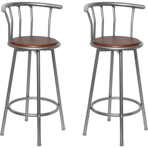 vidaXL Taburetes de cocina 2 unidades acero marrón (1/5)