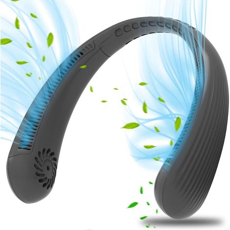 (noir) Ventilateur Cou Portable Portable,usb Ventilateur 2200mah Sans Lame Silencieux Personne Collier Ventilateur Nuque Refroidisseur Rechargeabl (1/5)