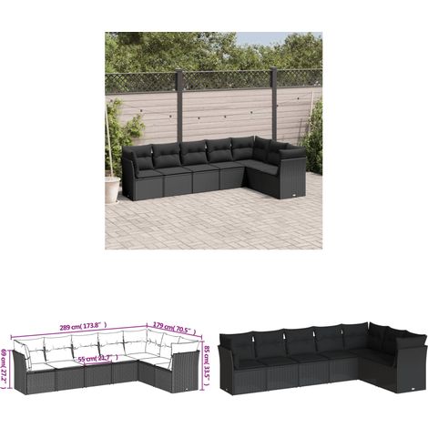 7-tlg. Garten-Sofagarnitur mit Kissen Schwarz Poly Rattan - Gartenmöbel - Rattan Möbel - Lounge Set - Esszimmergarnitur - Balkonmöbel - Home & Living (1/3)