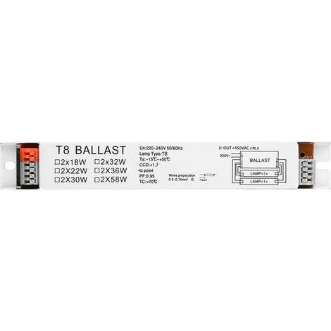 T8 220240 V AC 2 x 18 W Ballast électronique pour lampe fluorescente à large tension