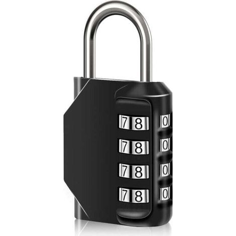 1 cadenas à combinaison étanche à 4 chiffres avec code numérique, serrure à combinaison en alliage de zinc pour porte, boîte à outils, écoles, gymnase, clôtures, armoire à roulettes et (1/4)
