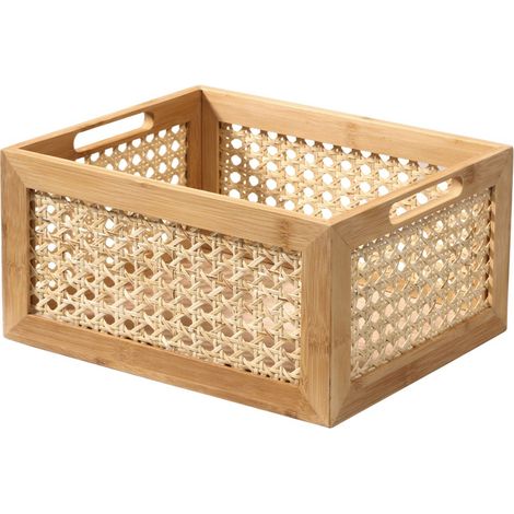 Scatola media in bambù e rattan - L30x25x15 cm