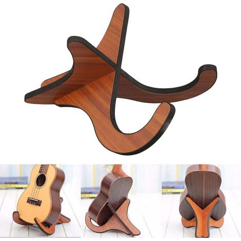 Support de Guitare en Bois Pliable au Sol avec Protection EVA, Support pour Guitare Classique, Acoustique et Basse