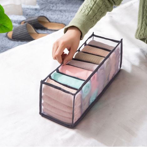 Organizador de armario de 7 compartimentos para ropa interior - gris