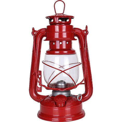 Vintage Kerosene Lantern, 25cm Portable Classic Kerosene Lamp, Retro Kerosene Lamp, Outdoor Camping Lights Red (1/4)