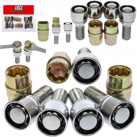 Boulons de sécurité pour jantes cône M14x1,5x28mm AUDI SKODA VOLKSWAGEN SEAT