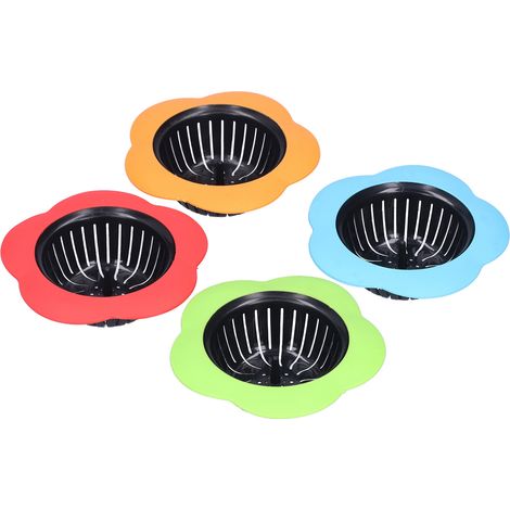 Lot de 4 filtres récupérateurs de cheveux pour évier, douche, salle de bain, buanderie, baignoire et cuisine (1/5)