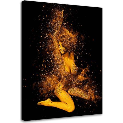 Tableau sur toile Corps de femme nue en poussière d'or 40x60