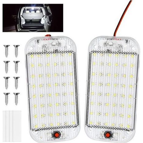 LED-Innenraumleuchte, 2 Stück 48 LEDs 12 V 10 W, mit Ein-/Ausschalter, 800 lm weiße Lichtleiste für Auto/LKW/Wohnmobil/Boot/Transporter (1/5)