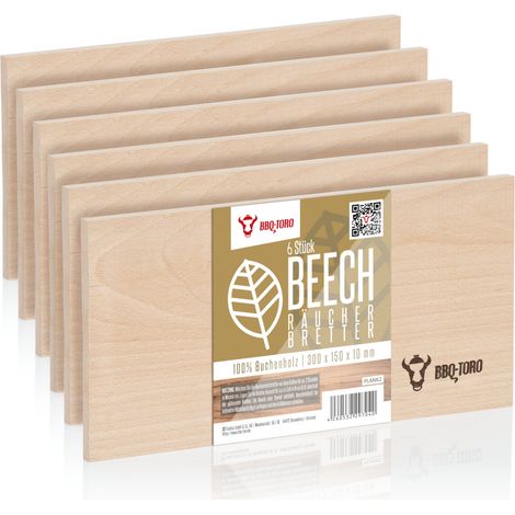 BBQ-Toro Tavola per affumicatura in 100% legno di faggio (6 pezzi)  30 x 15 x 1 cm  Grigliata