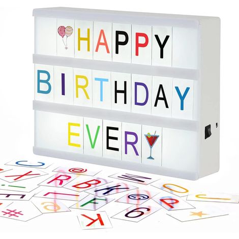 Boîte Lumineuse du Cinéma avec 192 Lettres Numéros Symboles et Emojis, Boîte Lumineuse de Cinéma A4, Box Lightbox avec Lettres pour Décoration Intérieure, Mariage, Fêtes D'anniversaire (1/5)